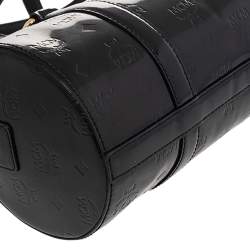 MCM Black Patent Leather Mini Rolle Boston Bag
