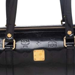 MCM Black Patent Leather Mini Rolle Boston Bag