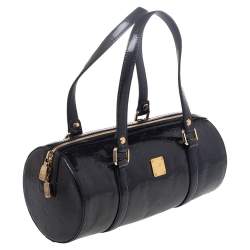 MCM Black Patent Leather Mini Rolle Boston Bag