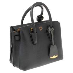 Pre Owned MCM Dark Grey Leather Mini Milla Tote
