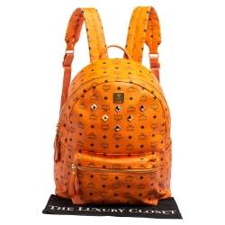 Pre Owned MCM Cognac Visetos Coated Canvas Large Studs Stark Backpack