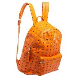 Pre Owned MCM Cognac Visetos Coated Canvas Large Studs Stark Backpack