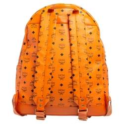 Pre Owned MCM Cognac Visetos Coated Canvas Large Studs Stark Backpack