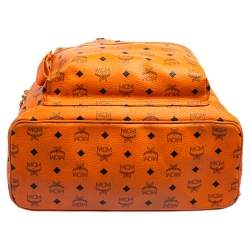 Pre Owned MCM Cognac Visetos Coated Canvas Large Studs Stark Backpack