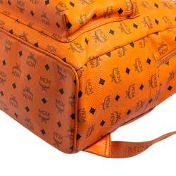 Pre Owned MCM Cognac Visetos Coated Canvas Large Studs Stark Backpack