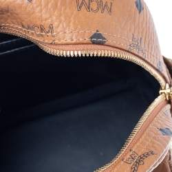 Pre Owned MCM Cognac Visetos Studded Mini Stark Bebe Boo Backpack