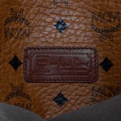 MCM Cognac Visetos Coated Canvas Heritage Top Zip Tote