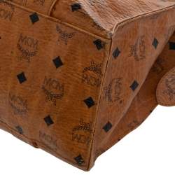 MCM Cognac Visetos Coated Canvas Heritage Top Zip Tote