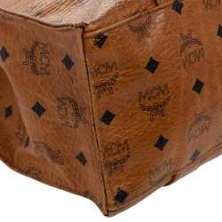 MCM Cognac Visetos Coated Canvas Heritage Top Zip Tote