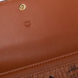 Pre Owned MCM Cognac Visetos Coated Canvas and Leather Continental Wallet