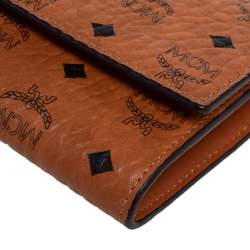 Pre Owned MCM Cognac Visetos Coated Canvas and Leather Continental Wallet