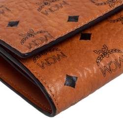 Pre Owned MCM Cognac Visetos Coated Canvas and Leather Continental Wallet