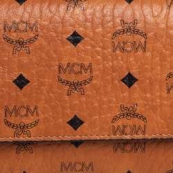 Pre Owned MCM Cognac Visetos Coated Canvas and Leather Continental Wallet