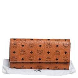 Pre Owned MCM Cognac Visetos Coated Canvas and Leather Continental Wallet