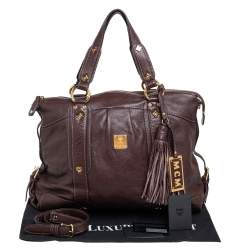 Pre Owned MCM Dark Brown Leather Tassel Satchel
