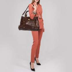 Pre Owned MCM Dark Brown Leather Tassel Satchel