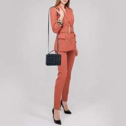 Pre Owned MCM Black Visetos Leather Studded Berlin Box Shoulder Bag