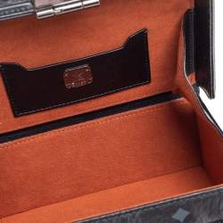 Pre Owned MCM Black Visetos Leather Studded Berlin Box Shoulder Bag