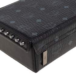 Pre Owned MCM Black Visetos Leather Studded Berlin Box Shoulder Bag