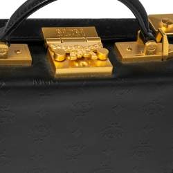 Pre Owned MCM Black Visetos Coated Canvas and Leather Berlin Box Bag