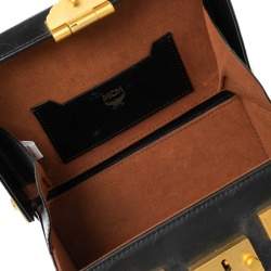 Pre Owned MCM Black Visetos Coated Canvas and Leather Berlin Box Bag