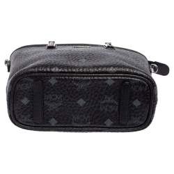 Pre Owned MCM Black Visetos Coated Canvas and Leather Mini Anya Zip Tote