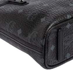 Pre Owned MCM Black Visetos Coated Canvas and Leather Mini Anya Zip Tote