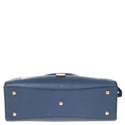 Pre Owned MCM Blue Leather Top Zip Satchel