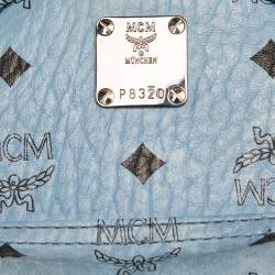 Pre Owned MCM Blue Visetos Coated Canvas and Leather Mini Studded Stark-Bebe Boo Backpack