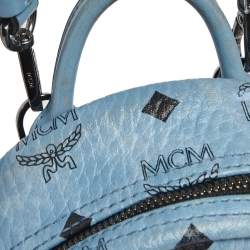 Pre Owned MCM Blue Visetos Coated Canvas and Leather Mini Studded Stark-Bebe Boo Backpack