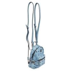 Pre Owned MCM Blue Visetos Coated Canvas and Leather Mini Studded Stark-Bebe Boo Backpack