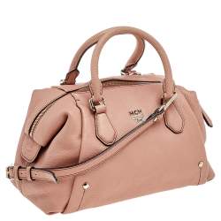 Pre Owned MCM Pink Leather Zip Satchel