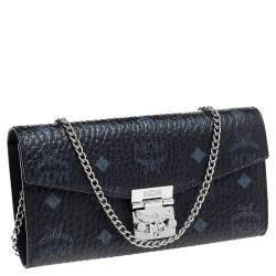 Pre Owned MCM Black Leather Wallet On Chain