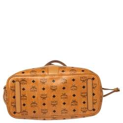 Pre Owned  MCM Cognac Visetos Coated Canvas and Leather Reversible Shopper Tote 