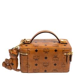 Pre Owned MCM Cognac Visetos Coated Canvas Rockstar Vanity Case