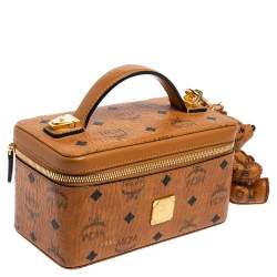 Pre Owned MCM Cognac Visetos Coated Canvas Rockstar Vanity Case