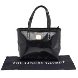 Pre Owned MCM Black Patent Leather Embossed Tote