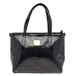 Pre Owned MCM Black Patent Leather Embossed Tote