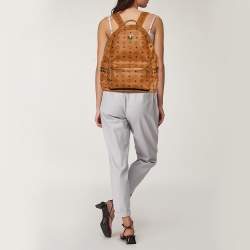 MCM Tan Coated Canvas And Leather Studded Stark Backpack