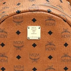 MCM Tan Coated Canvas And Leather Studded Stark Backpack