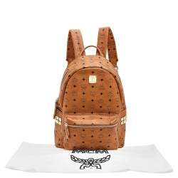 MCM Tan Coated Canvas And Leather Studded Stark Backpack