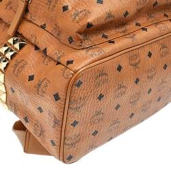 MCM Tan Coated Canvas And Leather Studded Stark Backpack