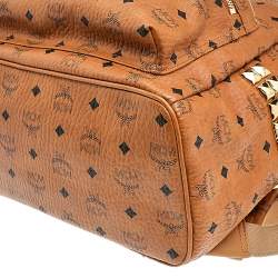 MCM Tan Coated Canvas And Leather Studded Stark Backpack