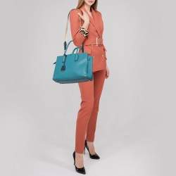 Pre Owned MCM Blue Leather Milla Park Avenue Satchel