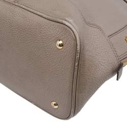 MCM Beige Leather Studded Alma Top Handle Dome Bag