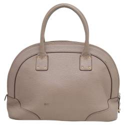 MCM Beige Leather Studded Alma Top Handle Dome Bag