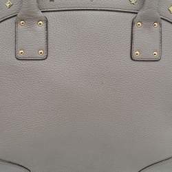 MCM Beige Leather Studded Alma Top Handle Dome Bag