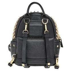 Pre Owned MCM Black Crystal Embellished Leather X Mini Strak Backpack
