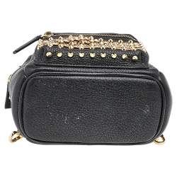 Pre Owned MCM Black Crystal Embellished Leather X Mini Strak Backpack