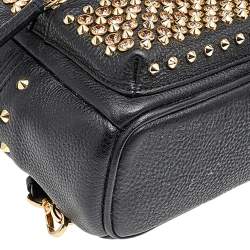 Pre Owned MCM Black Crystal Embellished Leather X Mini Strak Backpack